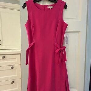 Nannette Lepore Vibrant Pink Midi Dress with Bow Accents